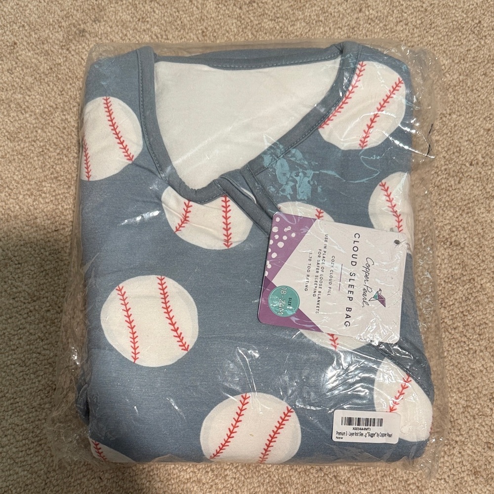 Copper Pearl Baseball Print Sleep Bag
